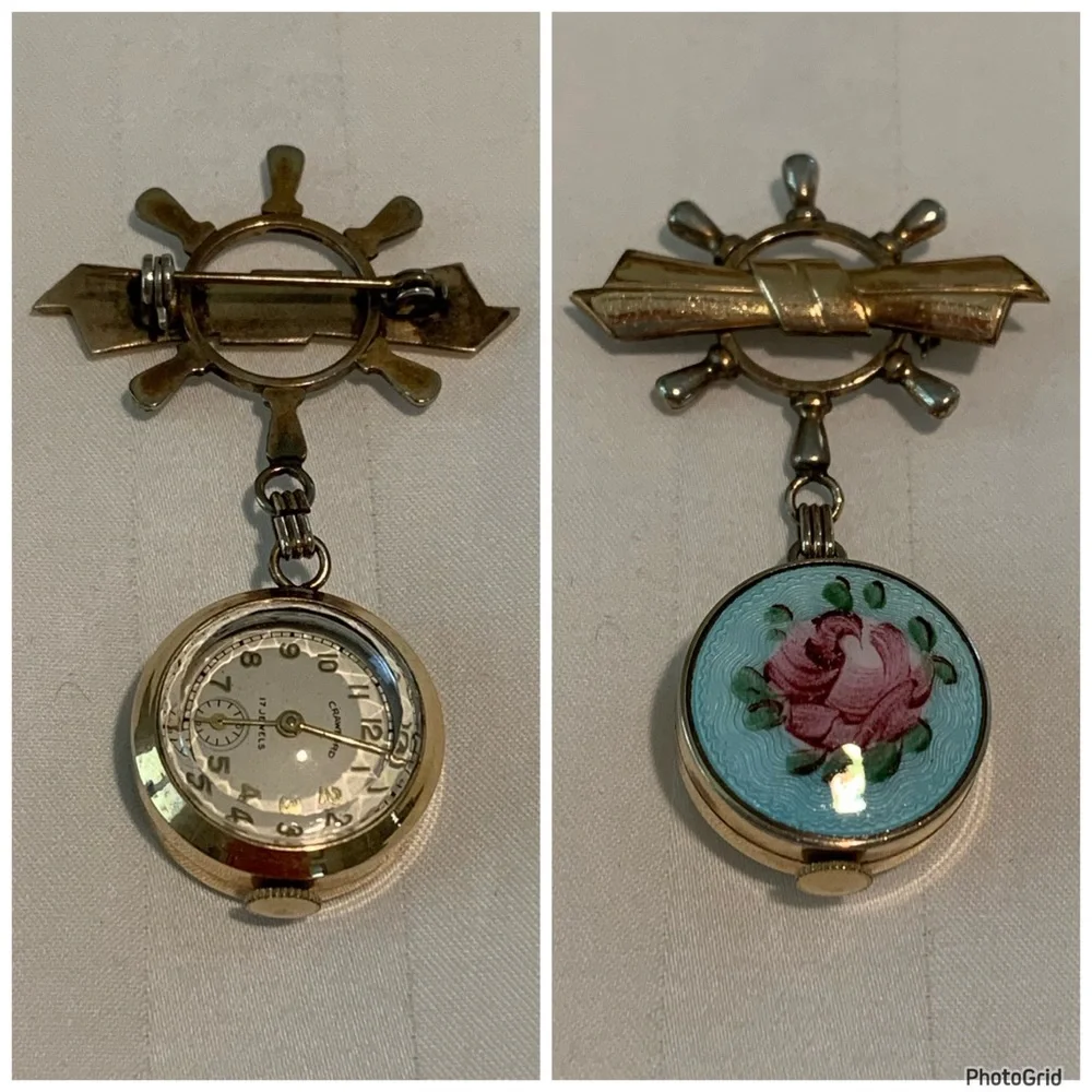 Vintage Crawford Lapel Pin 17 Jewels Watch (Working)